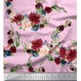 thumbnail image 1 of Soimoi Pink Poly Georgette Fabric Ranunculus & Penoy Floral Print Printed Fabric 1 Yard 42 Inch Wide, 1 of 3