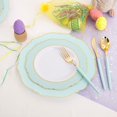 thumbnail image 3 of WDF 30Guest Mint Green Plastic Plates & Disposable Gold Silverware With Green Handle-Baroque Green &Gold Plastic Dinnerware for Upscale Party/Picnic/Birthday, 3 of 8