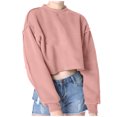 thumbnail image 1 of Yuyuzo Sweatshirts Courts pour Femmes Manches Longues Couleur Unie Col Rond Ample Décontracté Automne Pull Tops, 1 of 6