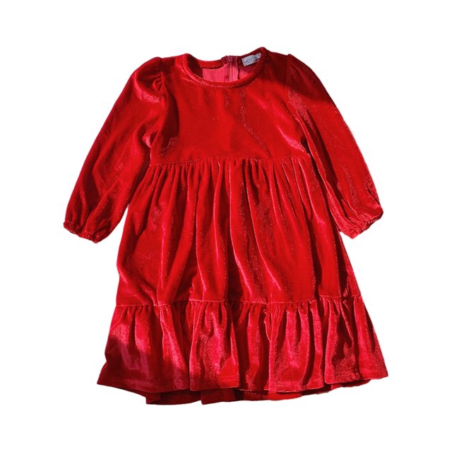 Yuyuzo Robe en Velours pour Petites Filles pour Enfants Princesse Robes Vintage Robe à Volants Robe de Fête Tenue Décontractée de Printemps