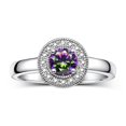 thumbnail image 4 of RYLOS Halo Designer Matching Set Sterling Silver: Ring, Earring & Pendant Necklace. Gemstone & Diamonds, 4MM Alexandrite June Birthstone; Size 9, 4 of 9