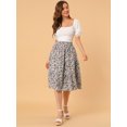 thumbnail image 2 of Unique Bargains Jupe Midi Décontractée à Imprimé Floral Évasée pour Femme, 2 of 6