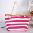 thumbnail image 2 of Women Beach Bag Large Capacity Rope Handle Canvas Casual Colorful Strip Female Shopping Tote Handbag Vacation Use, 2 of 10