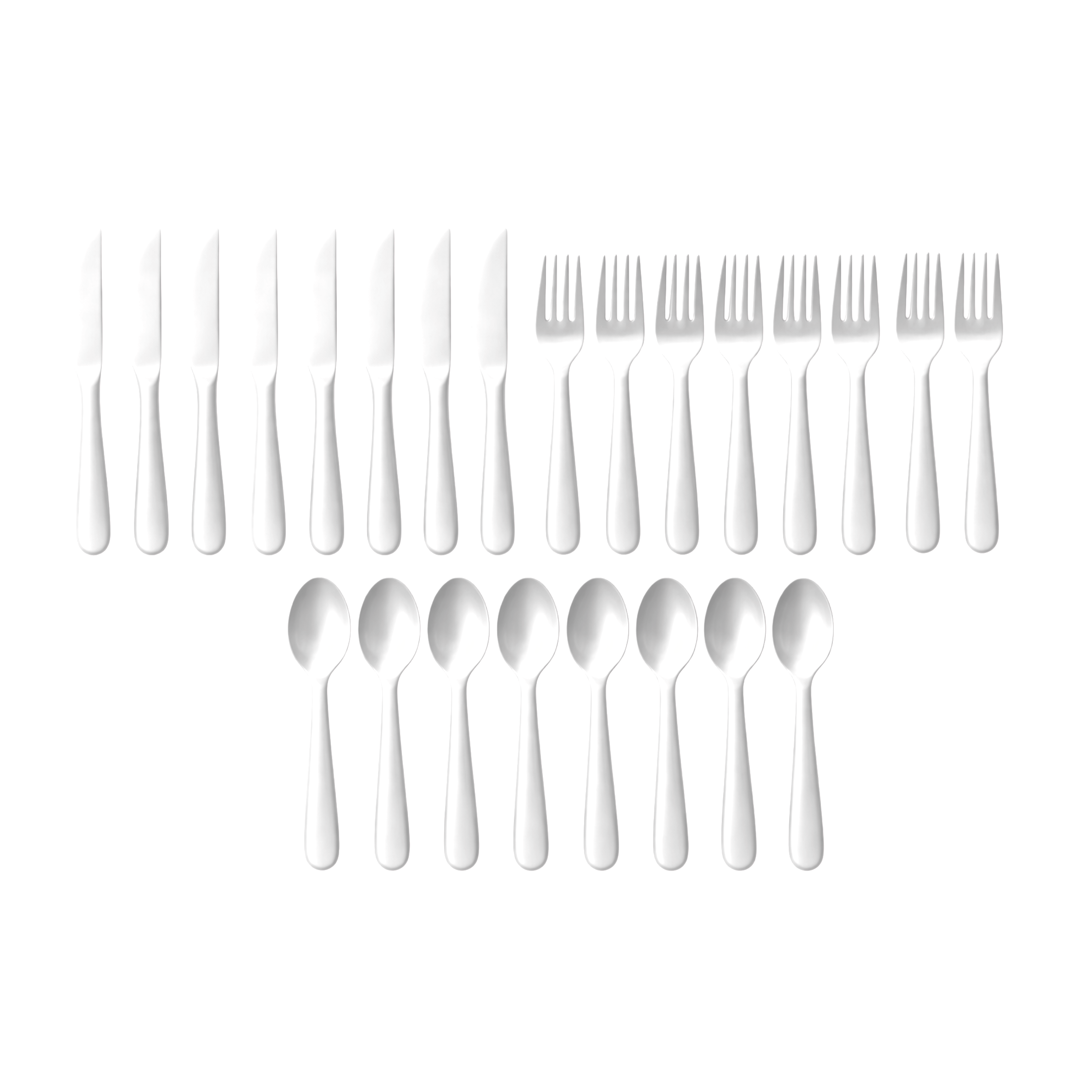 Fantastik Party Ensemble de couverts en plastique blancs, 24 pièces