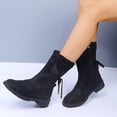 thumbnail image 4 of jsaierl Chaussures de Mode pour Femmes Bottes Rétro Western Décontractées Chaudes Talons Bas Bottes Mi-Mollet, 4 of 9