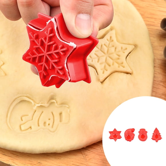 Yanzu3 Christmas Cookie Molds, 4-Piece Set, DIY Baking Tools for Cookies, Cakes, and Pies, Flipping Molds for Home Kitchen Baking and Holiday Treats