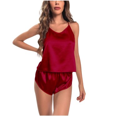 Ensembles d'Été pour Femmes Tenue d'Été pour Femme Ensemble de Vêtements Femme Col en V Sans Manches Hauts Pantalons Ensembles Style Pantalon Long P_997 Survêtements pour Femmes Vin G