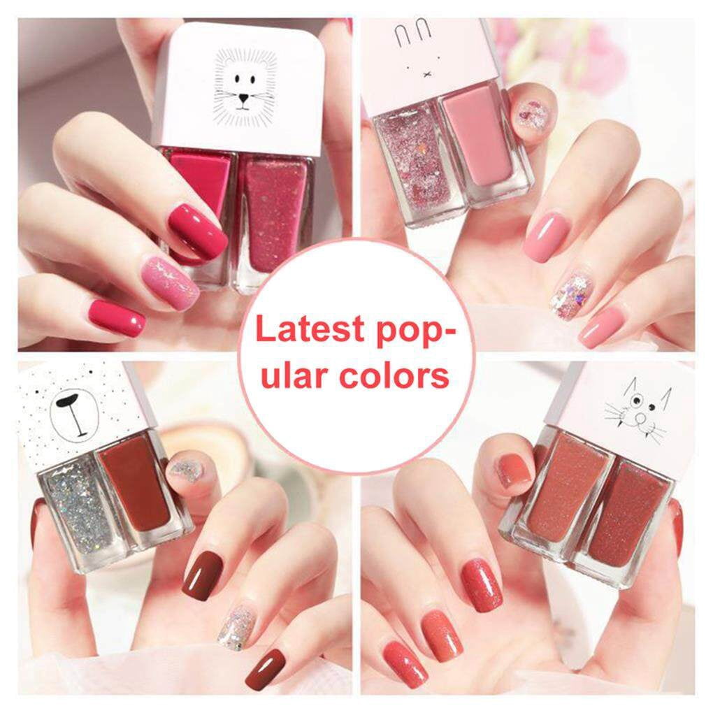 2 Colors Nail Polish Non-Toxic Quick Drying Nail Polish Polish Gel Polish Glossy Longwear Nail Polish
