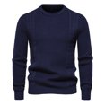 thumbnail image 2 of UVEASISHA Chandail à Col Ras du Cou pour Homme en Tricot Gaufré Extensible Coupe Ajustée Chandail Hauts Automne Hiver Confortable Chaud Chandails à Enfiler 2025 Décontracté Chandail Tricoté Liquidation Ventes Aujourd'hui Bleu Marine TG, 2 of 7
