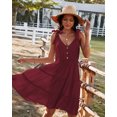 thumbnail image 3 of YNIQUE Womens Summer Casual Spaghetti Strap Smocked Ruffled Vacation Mini Dress, 3 of 6