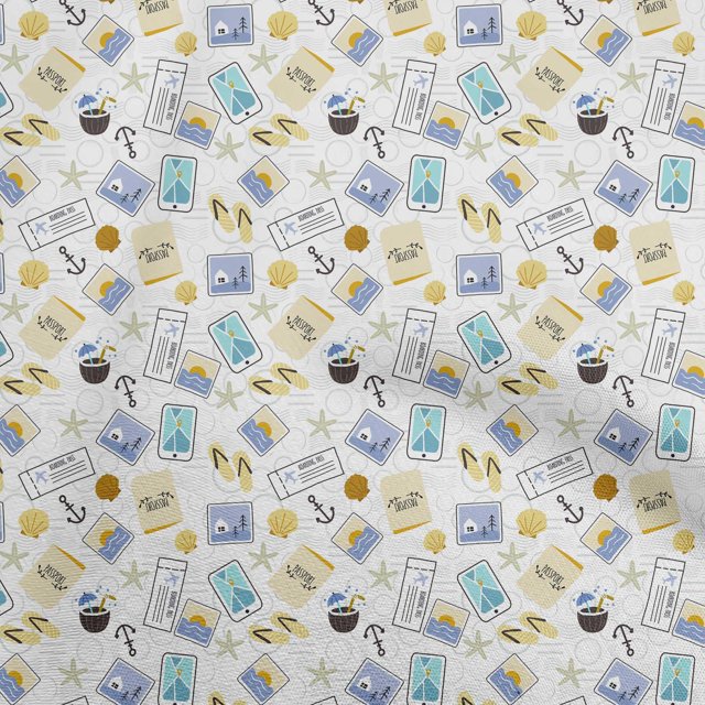 oneOone Polyester Spandex Yellow Fabric Travel Sewing Craft Projects Fabric Prints By Yard 56 Inch Wide