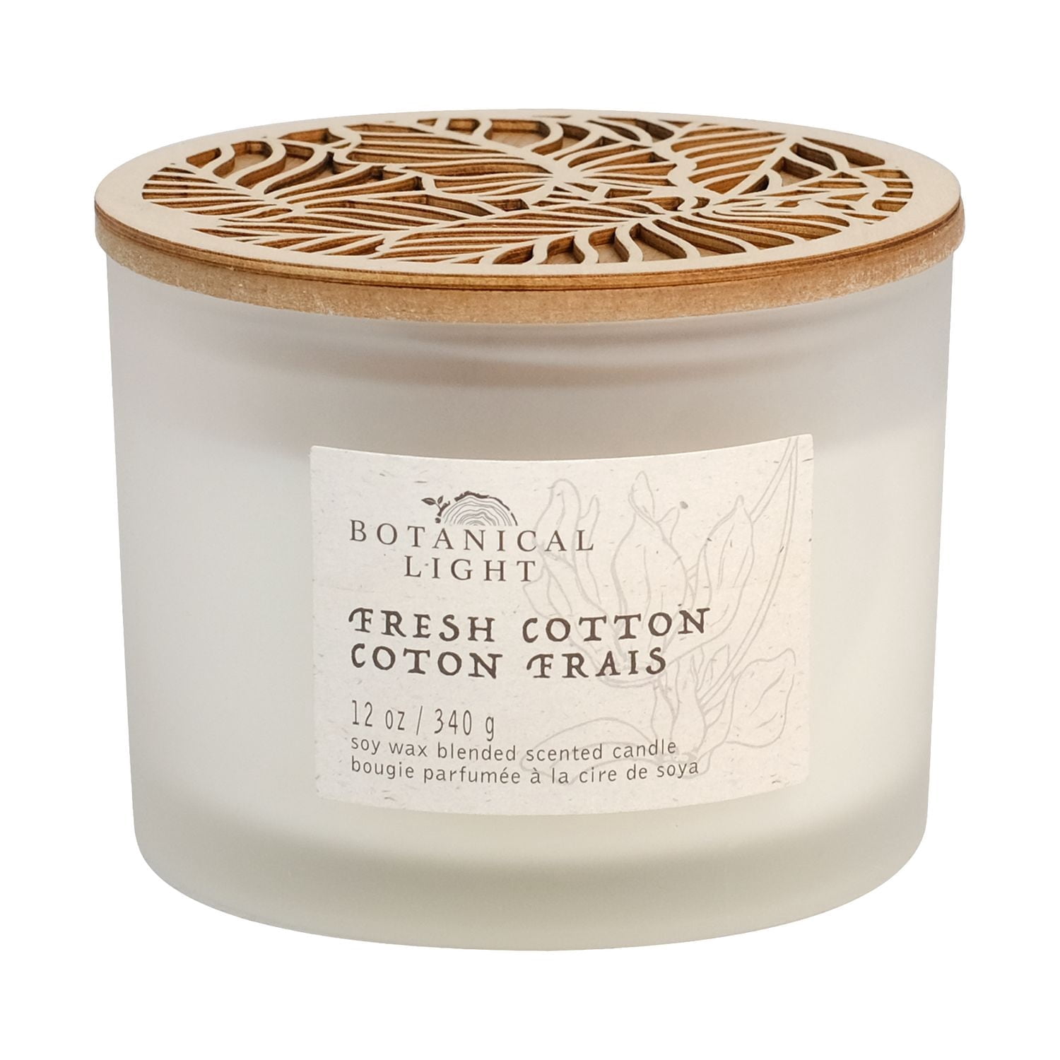 Botanical Light 16.4OZ Fresh cotton Soy Wax Blended Scented Candle,3 wick