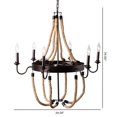 thumbnail image 3 of Baxton Studio Cassia Hemp and Dark Bronze Metal 6 Light Chandelier, 3 of 3