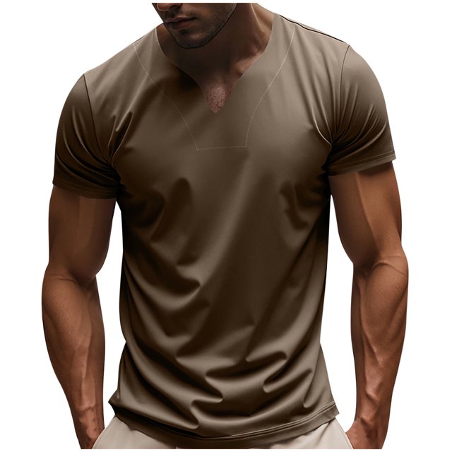 Styesk T-Shirts pour Homme Couleur Unie Mode Décontractée Exercice Col en V Ample Manches Courtes