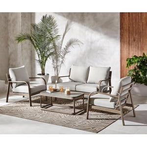 Better Homes & Gardens Prado 4-Piece Steel Patio Outdoor Conversation Set, Brown