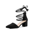 thumbnail image 1 of BLISSFUL STEP Women Pointed Toe Block Heels Lace Up Pumps Black 8, 1 of 8