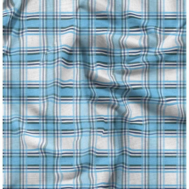 Soimoi Viscose Chiffon Fabric Gingham Check Print Fabric by the Yard 42 Inch Wide