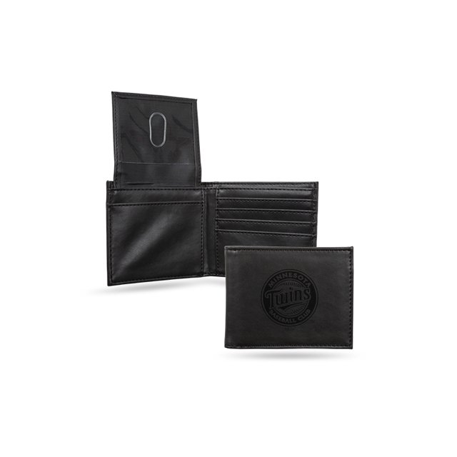 Portefeuille Billfold Noir Gravé au Laser Minnesota Twins