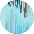 thumbnail image 1 of Ahgly Company Machine Washable Indoor Round Transitional Tron Blue Area Rugs, 5' Round, 1 of 7