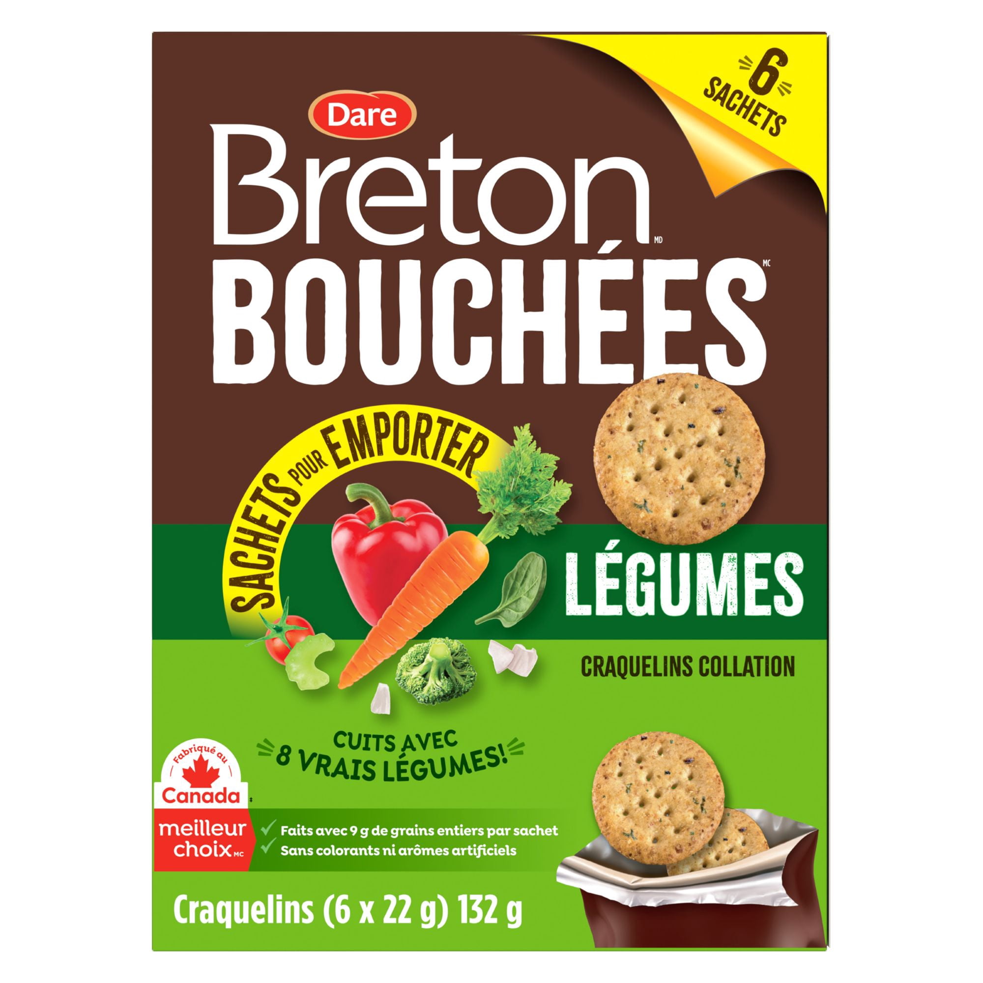 Dare Breton Bites Veggie On the Go packs, 132g (6 pack)