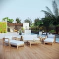 thumbnail image 1 of Modway Upland Ensemble de Mobilier de Patio Extérieur en Teck de 8 Pcs en Blanc Naturel, 1 of 11