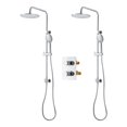 thumbnail image 3 of Square 3-functions thermostatic valve, 2 adjustable shower post systems chrome finish, 3 of 8