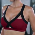 thumbnail image 2 of B91xZ Womens Double Support Wireless Bra Allover-Smoothing Wireless Lightly Lined Convertible Comfort Bra,Wine M, 2 of 5