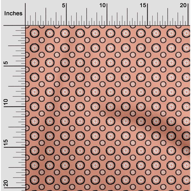 oneOone Viscose Chiffon Fabric Circle Block Print Fabric By The Yard 42 Inch Wide