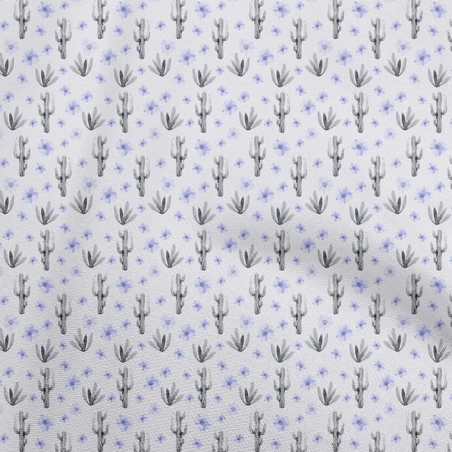 oneOone Rayon White Fabric Cactus Sewing Craft Projects Fabric Prints By Yard 56 Inch Wide