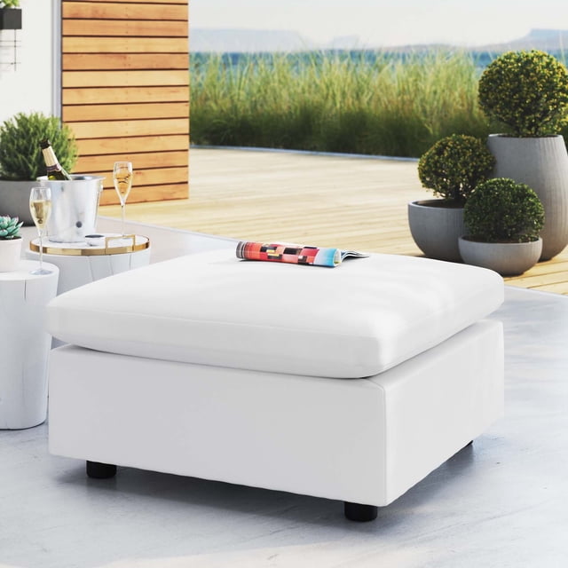 Modway Commix Sunbrella® Ottomane de Mobilier de Patio Extérieur, Blanc