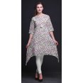 thumbnail image 4 of Bimba Kurti Asymétrique Blanc à Imprimé Floral de Bourgeons de Magnolia pour Femmes, Robe Tunique d'Été Indienne XSmall, 4 of 6