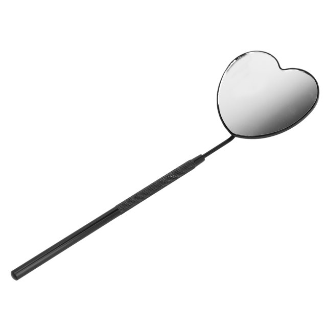 Miroir de Cils, Poignée Moletée Miroir Ergonomique en Acier Inoxydable Extension de Cils pour Salon de Beauté Noir