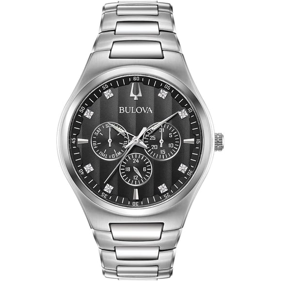 Bulova Classic Stainless Steel Multi-Function Diamond Accent Mens Watch