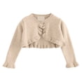 thumbnail image 1 of Hjtefg Girls' Knit Cardigan - Soft Lightweight Sweater | Comfortable Layering Piece for Versatile Styling,Color: Beige Size: 2-3 Years, 1 of 4