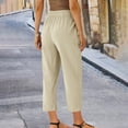thumbnail image 4 of Yuyuzo Plus Size Cotton Linen Capri Pants for Women Drawstring High Waisted Summer Cropped Trousers, 4 of 7