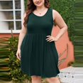 thumbnail image 1 of SDNall Womens Fashion Large Size Solid Color Sleeveless Round Neck Pockets Dresses, 1 of 9