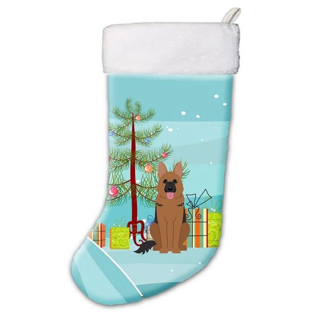 Carolines Treasures BB4192CS Merry Christmas Tree German Shepherd Christmas Stocking