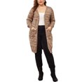thumbnail image 2 of GRACE & GRANDEUR Plus Size Cardigan for Women Long Sleeve Open Front Knit Pockets Coat Brown 4X, 2 of 5