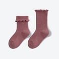 thumbnail image 2 of REDARER Girls' Ruffled Crew Socks - Soft Selvedge Cotton Socks for Winter/Autumn, Comfortable Mid-Calf Princess Socks, 2 of 5