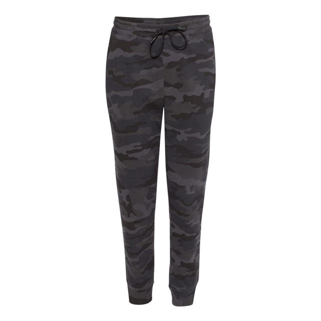 Independent Trading Co. Mens Midweight Fleece Pants, L, Black Camo
