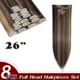 thumbnail image 2 of Extensions de Cheveux Droites à Clip Complet Synthétiques 8 Pcs 18 Clips pour Femmes, 2 of 5