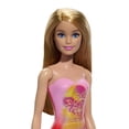 thumbnail image 2 of Beach Barbie Doll with Blond Hair Wearing Pink Palm Tree-Print One-Piece Swimsuit, 2 of 6