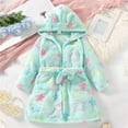 thumbnail image 2 of Zanarzt Girls Fleece Robe Girls Fleece Robe Boys Hooded Bathrobe Soft Flannel Robe for Kids Green,3-4 Years, 2 of 6