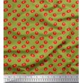 thumbnail image 1 of Soimoi Green polyester Crepe Fabric Tomato Vegetable Print Sewing Fabric Yard 42 Inch Wide, 1 of 3