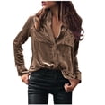 thumbnail image 1 of Plebaso Women's Velvet Long Sleeve Button down Shirts Fall Winter Tops Womens Dressy Blouses with Pockets, 1 of 5