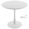 thumbnail image 1 of KFFKFF Table à Manger Ronde, Table en Bois de 31,5 Po pour 2 à 4 Personnes, Mobilier Circulaire Moderne, Tables de Café et de Bureau de Loisirs avec Base Piédestal au Design Tulipe, Blanc (Table Seulement), 1 of 9