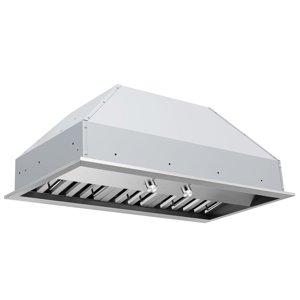 Hauslane Pro-Style 36 de pouce IN-R200 Hotte de la gamme convertible intégrée 18.5” C'est profond. 120V Bas bruit contemporain poignées pleine grandeur professionnel-grade Baffle filtres LED Acier inoxydable