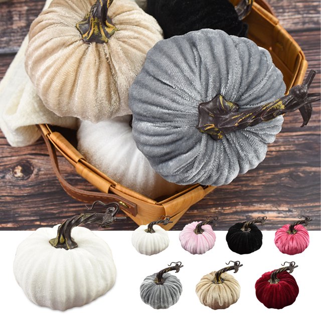 Velvet Pumpkins Home Decoration,Handmade Velvet Pumpkins Decor forFall Decorations for Home Kitchen Table Indoor Outdoor Friendsgiving Party Decor