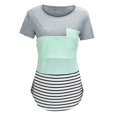 thumbnail image 4 of Kcodviy T-Shirt de Maternité pour Femmes à Manches Courtes, Grande Taille, Col Rond, Rayé Imprimé, 4X Hauts de Maternité T-Shirt pour Allaitement Extra Long, Lot de 3, 4 of 9