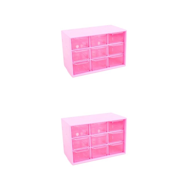 Decodeary Plastic Jiugongge Storage Drawer - Meticulous Workmanship And Fashionable Multi Grid Storage rose red Nine Palaces Grid 2Set